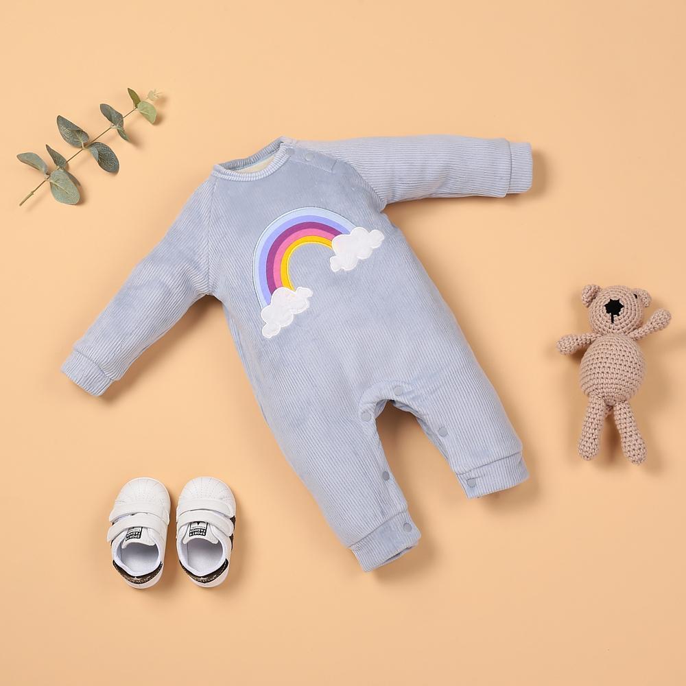 Blue rainbow plus velvet comfortable jumpsuit for 22” reborn baby doll boy/girl