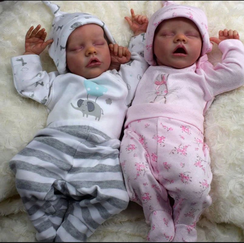 17” Lifelike Realistic Twins Sister Renata and Jayleen Reborn Baby Doll Girl