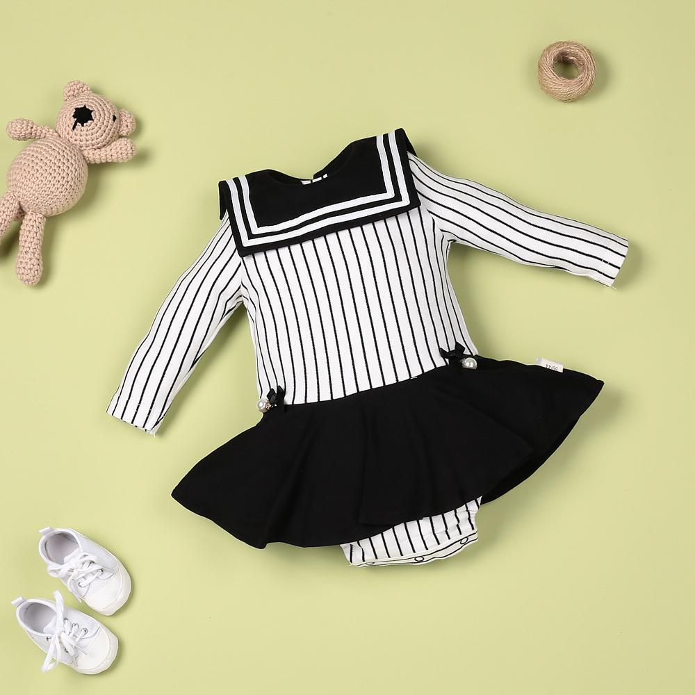 Black and White Striped Sweet Princess Dress for 22” reborn baby doll girl