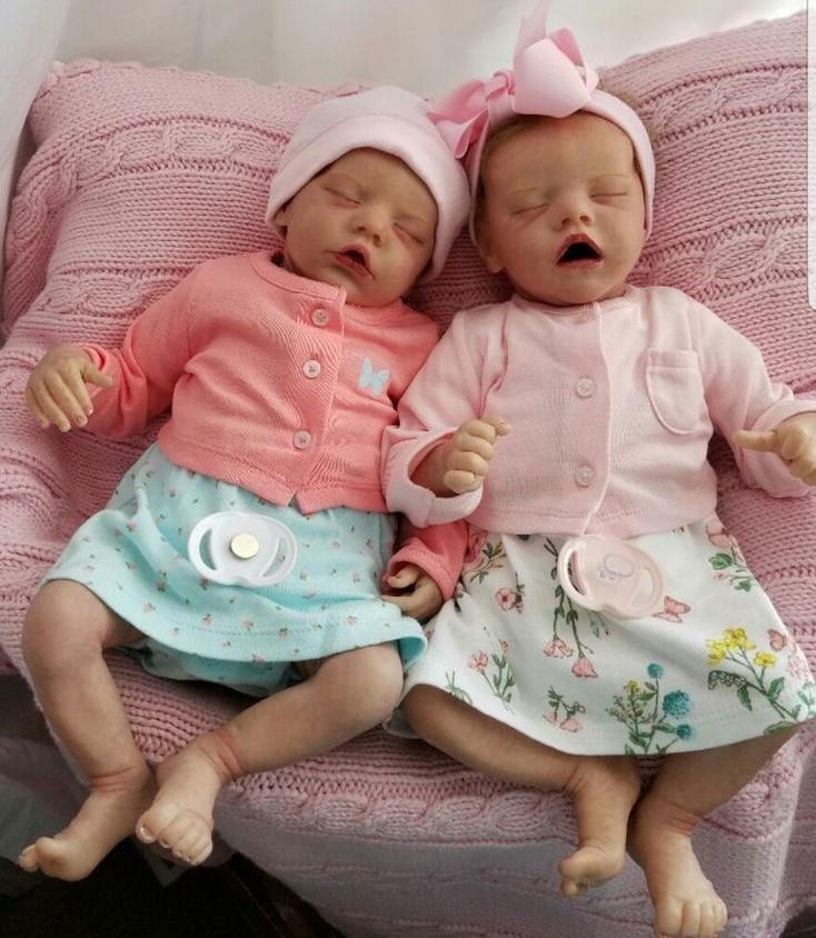 17 ” Real Lifelike Twins Sister Dora and Doris Reborn Baby Doll Girl