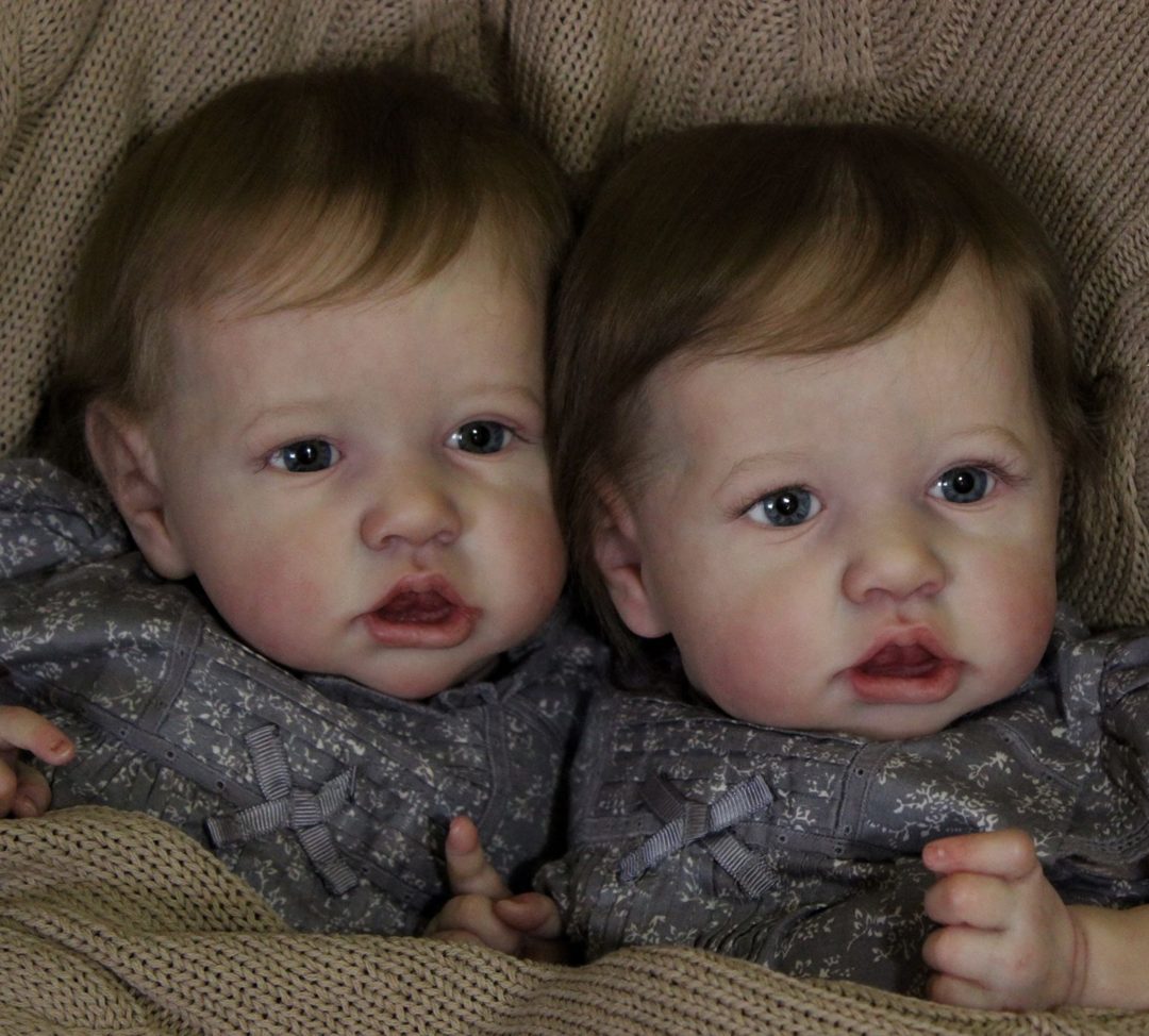 22” Twin Sisters Clarissa and Hatcher Reborn Baby Doll Girl,Quality Realistic Handmade Babies Dolls