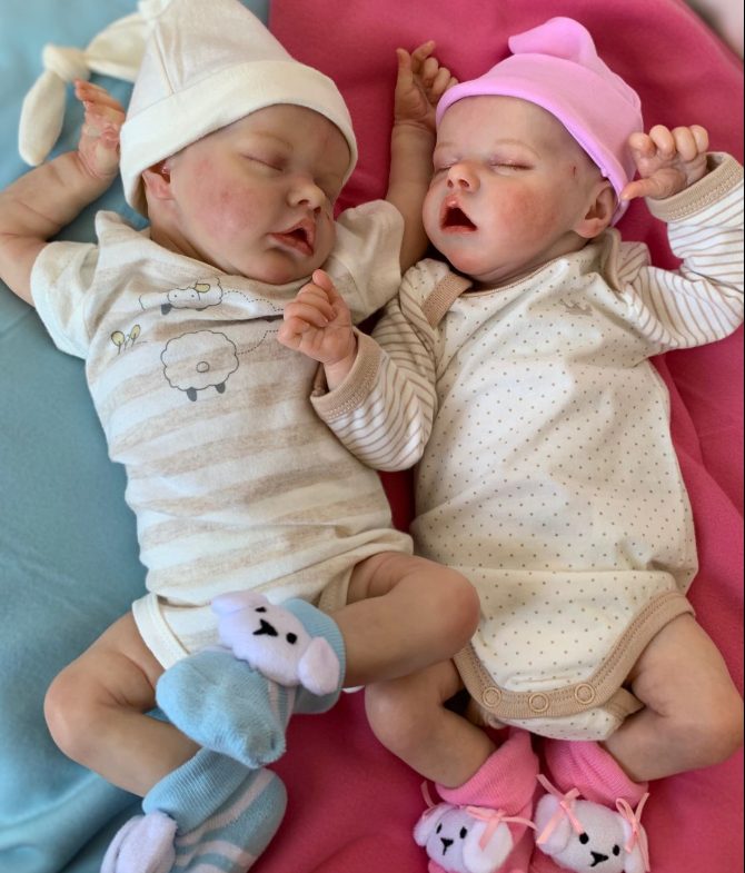 17″ Sweet Sleeping Dreams Reborn Twins Sister Jane and Kimberley Truly Baby Girl, Birthday Gift