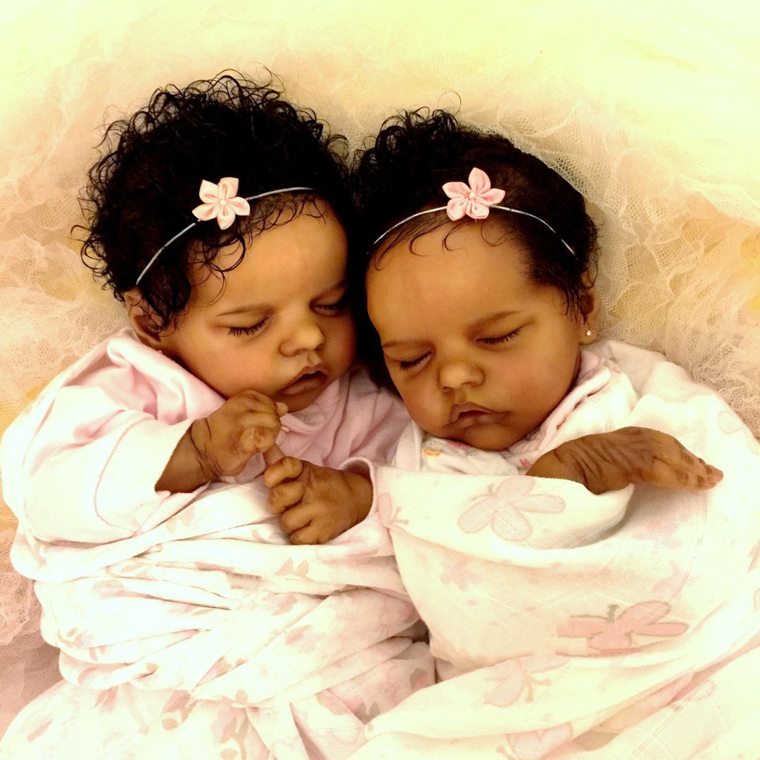 17 ” Real Lifelike Twins Sister Johan and Lloyd Reborn Baby Doll Girl