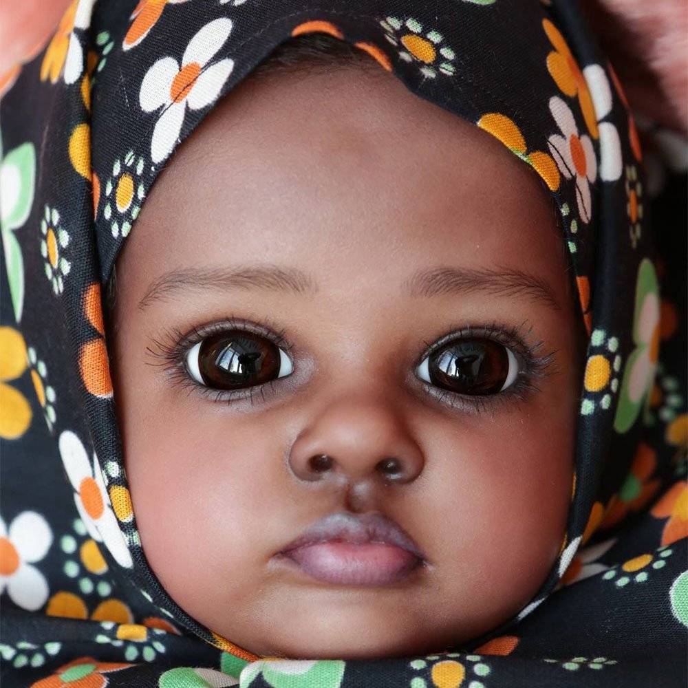 20″ African American Black Cloth Body Reborn Toddler Baby Girl Doll Sunes With Brown Eyes