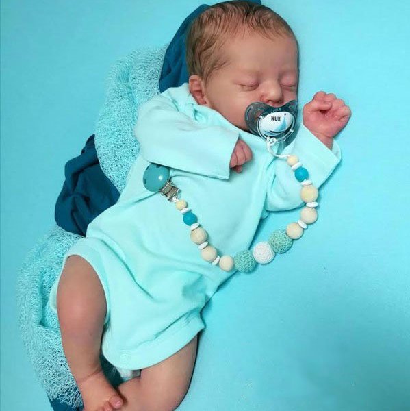 17″ Soft Weighted Body Cute Lifelike Handmade Silicone Reborn Sleeping Baby Boy Doll Soren