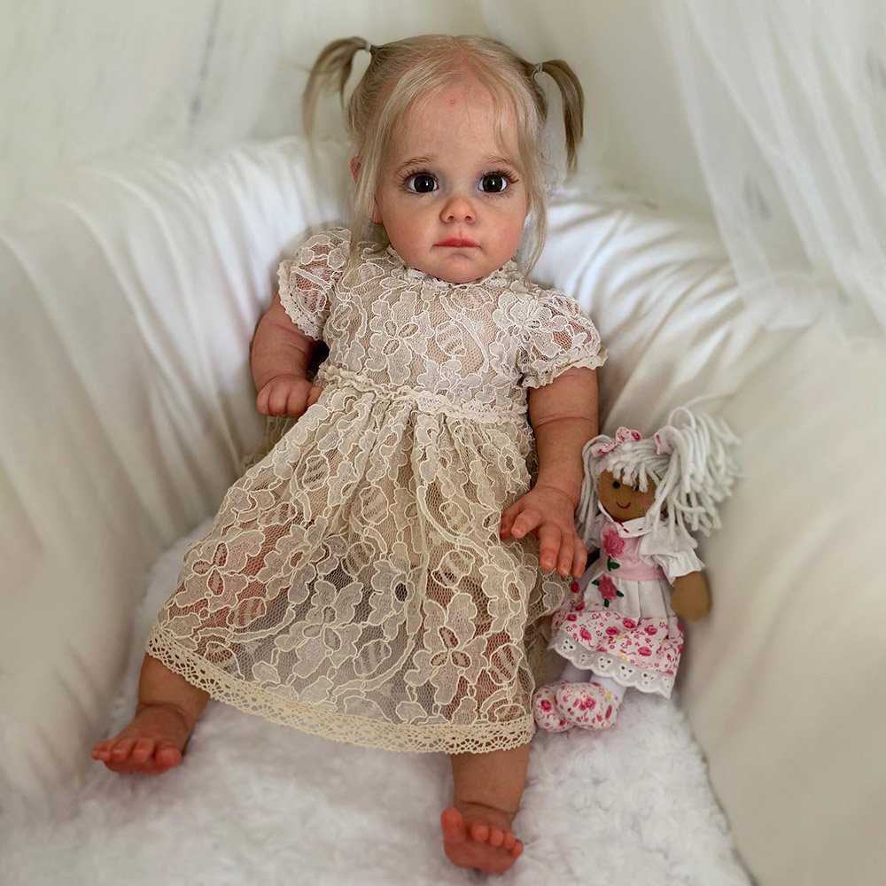 Reborn Awake Baby Girl Frence 17″ or 22″ Real Lifelike Cloth Body Reborn Toddlers Doll Set With Heartbeat & Sound