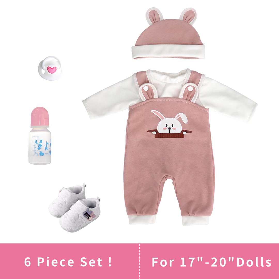 [For 17″-20” Dolls] Easter Special Pink Bunny One-Piece Pants  With Pacifier And Bottle