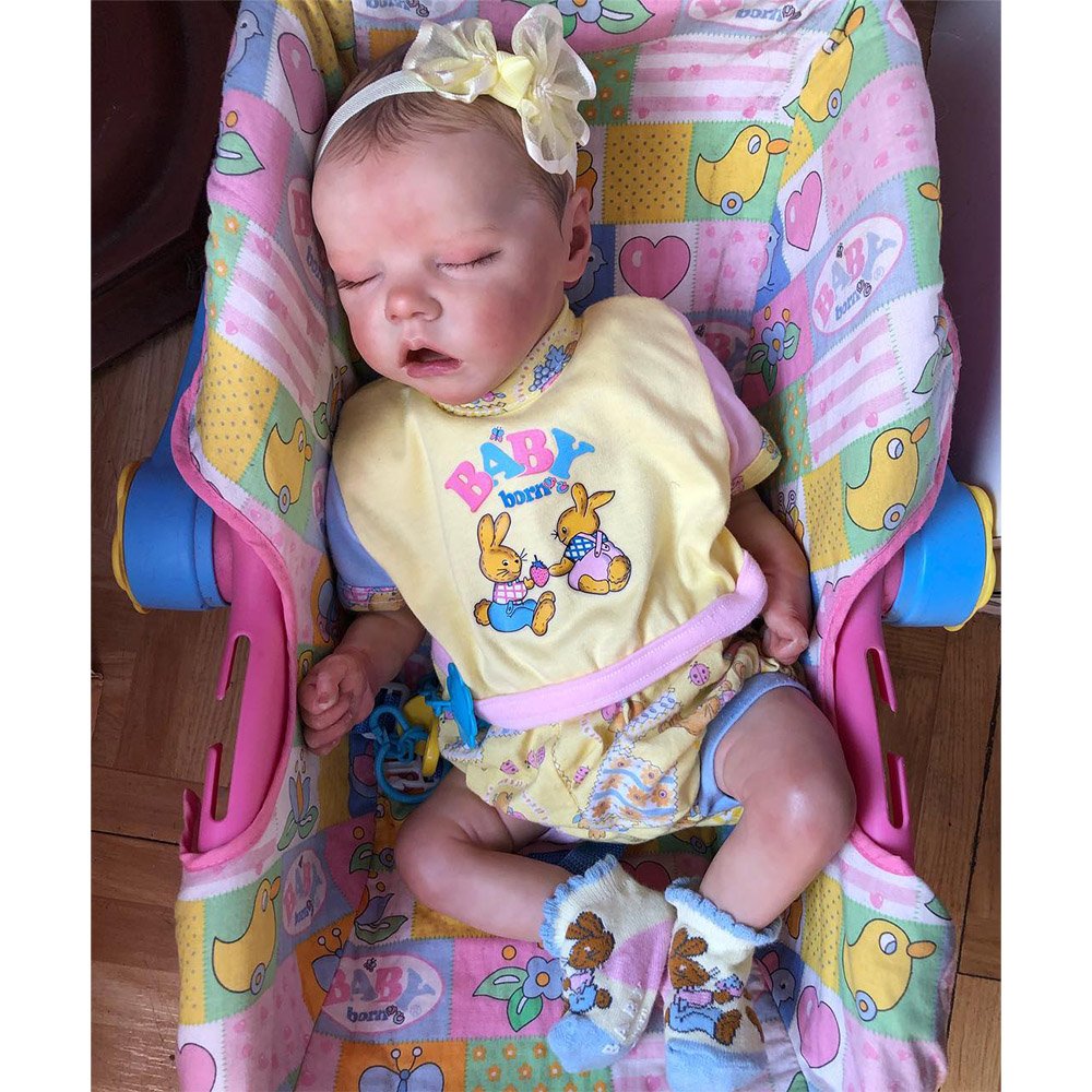 [New!]12″ Cute Lifelike Handmade Sleeping Hand-painted Hair Girl Soft Silicone Baby Doll Named Wenster