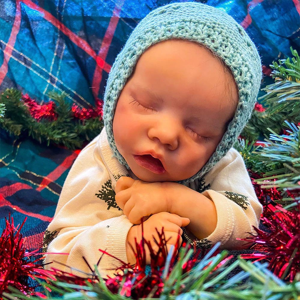 [Precious Gift]17” Real Lifelike Carol Soft Silicone Reborn Girl Newborn Sleeping For Christmas Celebration
