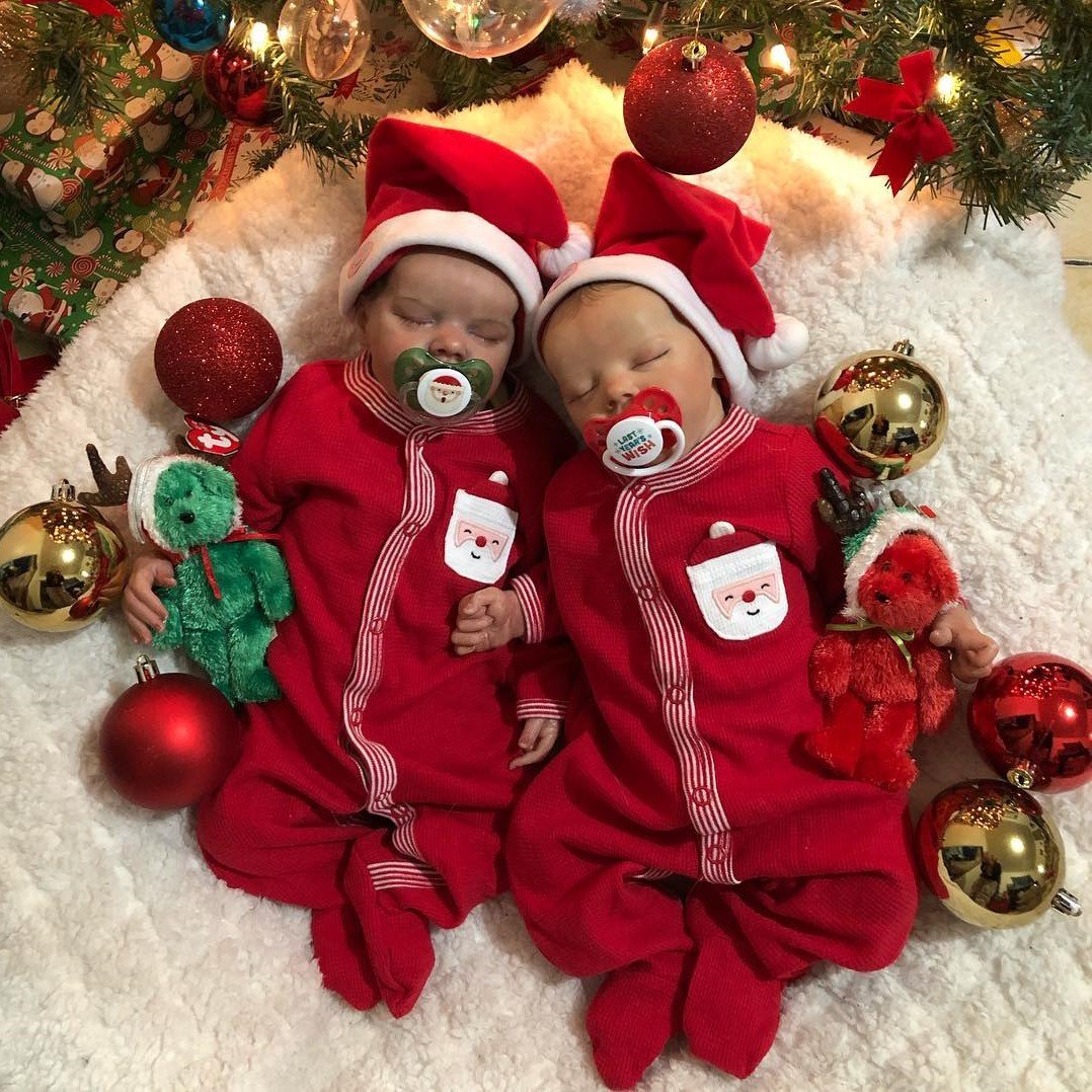 "Merry Christmas!"- 17"Realistic Reborn Beautiful Baby Twin sisters Rait and Rachel,Have a Sweet Smile