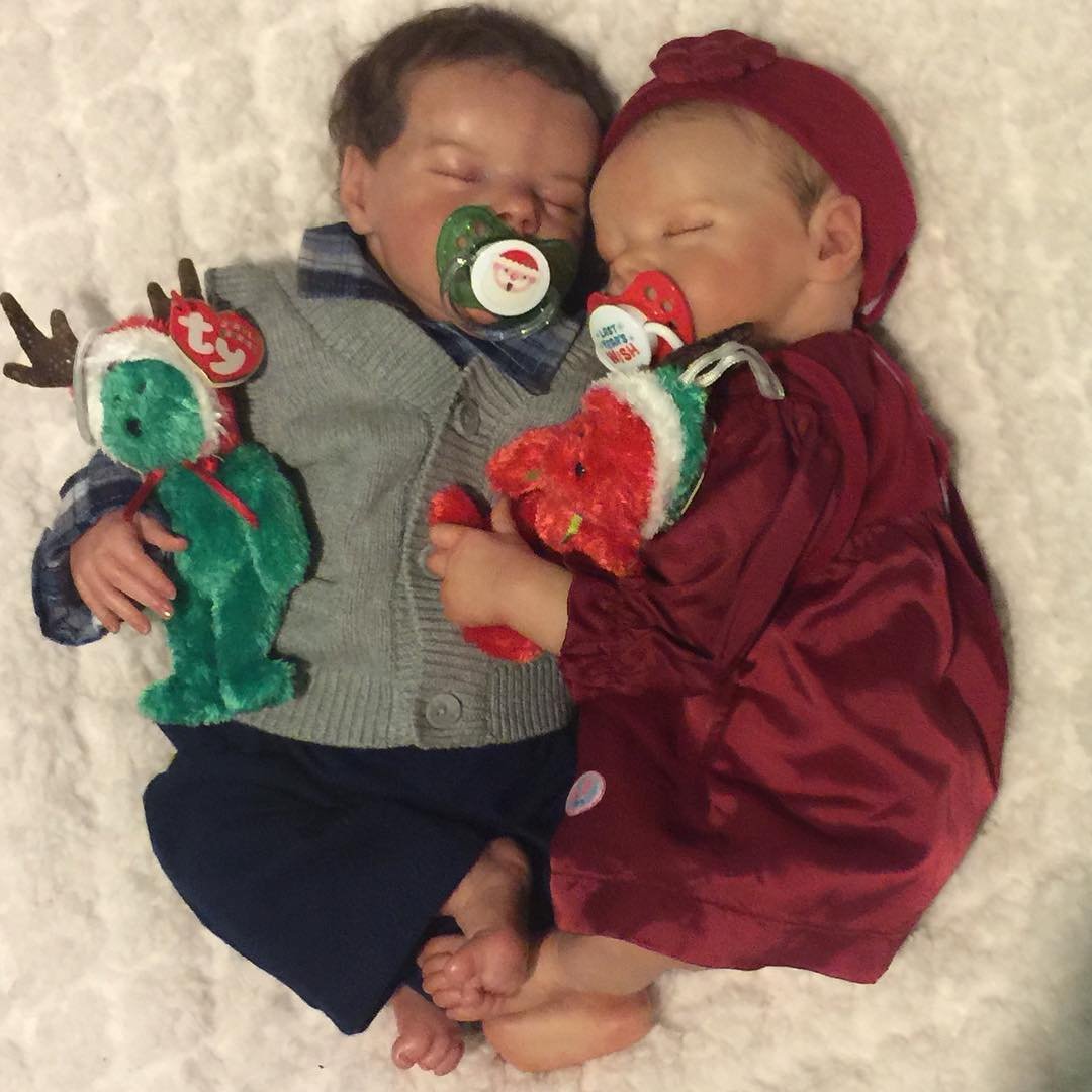 "Merry Christmas!"- 17"Realistic Reborn Beautiful Silicone Baby Boy and Girl Winifred and Roberta