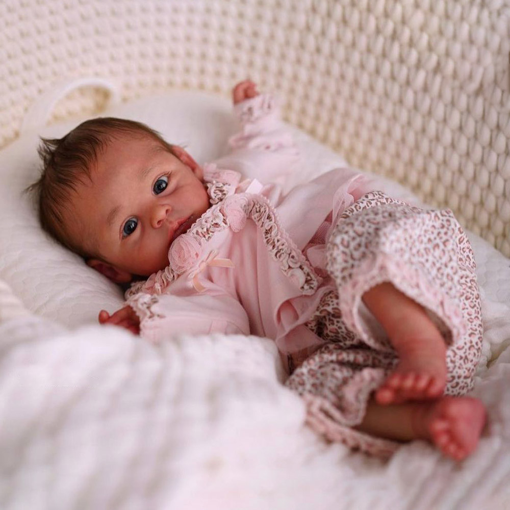 [NEW!] 17” Eyes Opened Lifelike Handmade Reborn Newborn Baby Girl Doll With Brown Hair Unique Rebirth Doll Named Werb