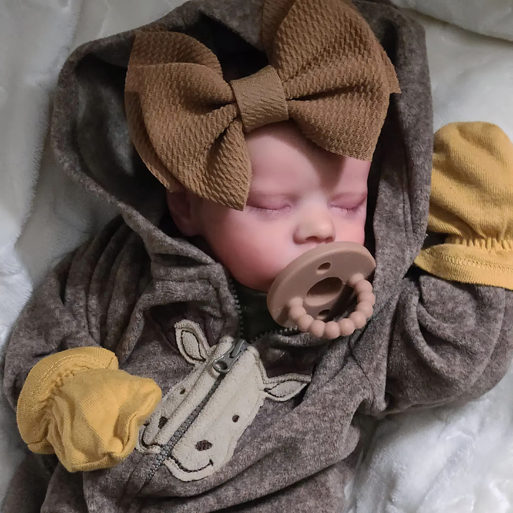 17"Cute Lifelike Handmade Silicone Sleeping Reborn Baby Doll Named Nina with Heartbeat